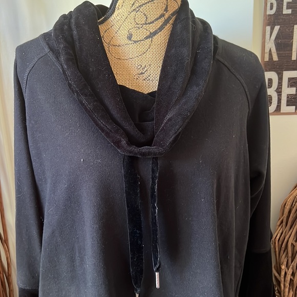 AVE Leisure Black French Terry & Velour Cowl Turtleneck - Picture 2 of 8